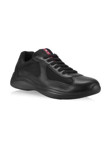 Prada Mens Americas Cup Black Leather u0026 Fabric Sneakers Size 8.5 US 7.5  Prada | eBay