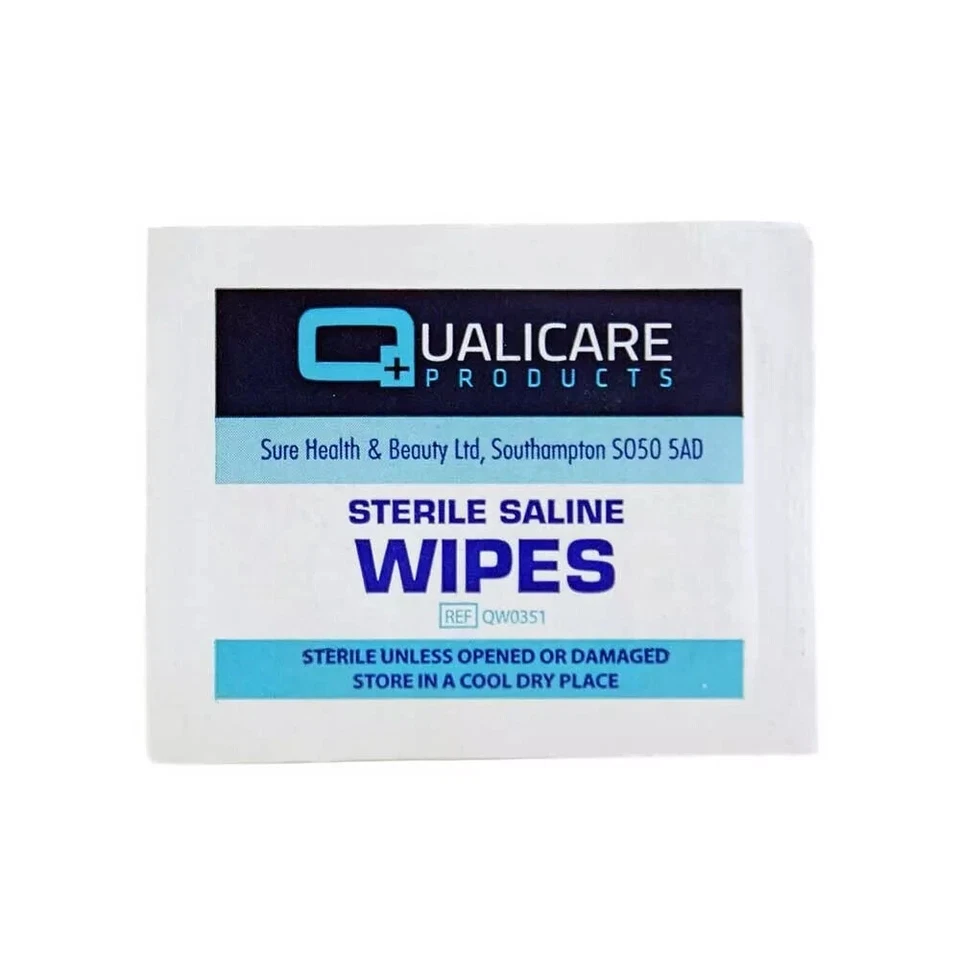 Qualicare Sterile Saline First Aid Alcohol Skin Safe Wound Cleaning Wipes