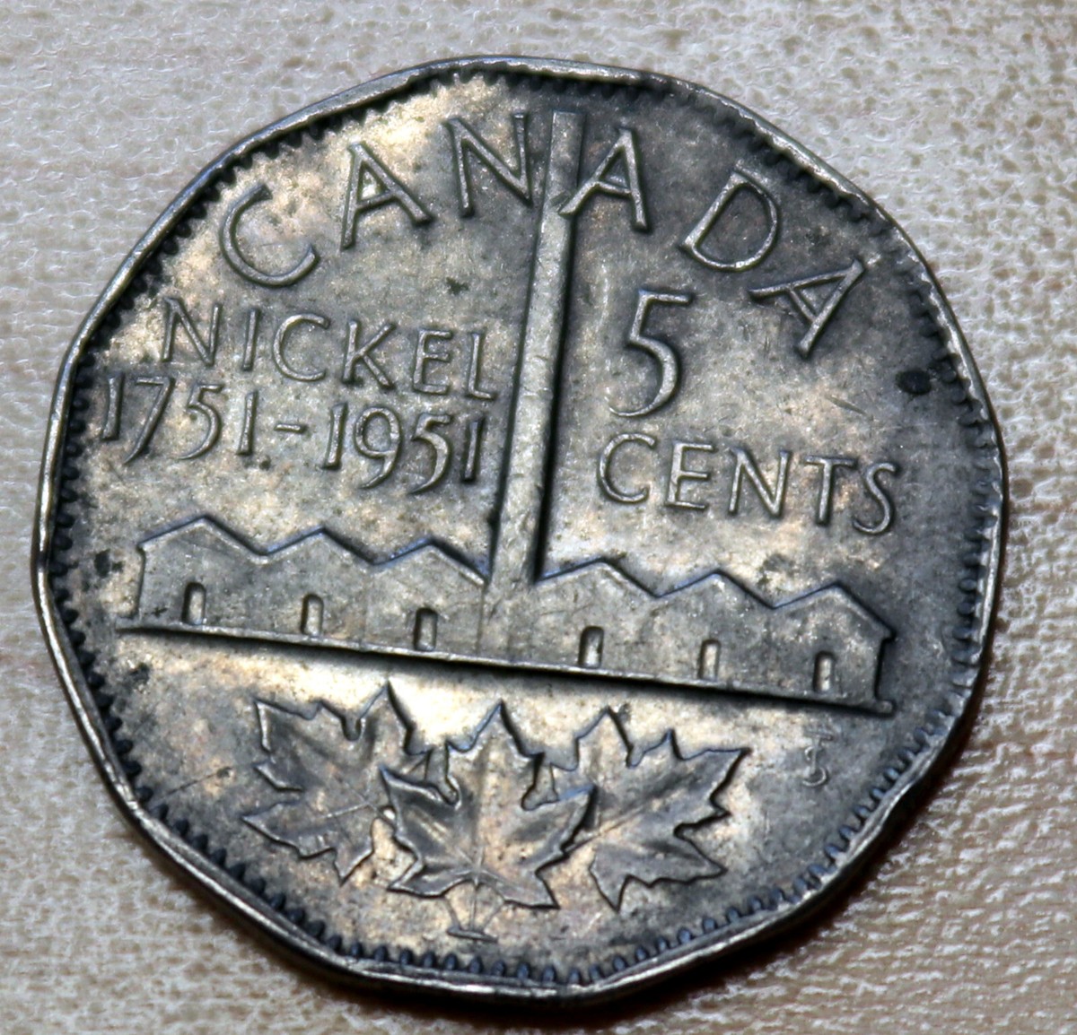 1951 Canada 5 Cents 200th Anniversary of the Discovery of Nickel