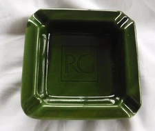 Green Ashtray Square RG Ceramic  4 7/8 x 4 7/7
