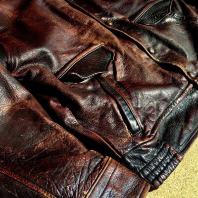 1940s Occupied Japan Leather Bomber Jacket Flight Jacket