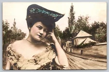 Beautiful Woman Lady Melle Astier Postcard RPPC Real Photo Colorized
