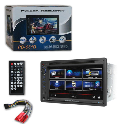 Power Acoustik PD-651B 2-DIN 6.5'' DVD USB AUX Receiver Car Stereo w/ Bluetooth