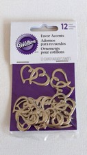 12 PK WILTON SILVER METAL DOUBLE HEARTS FAVOURS WEDDING PARTY INVITES