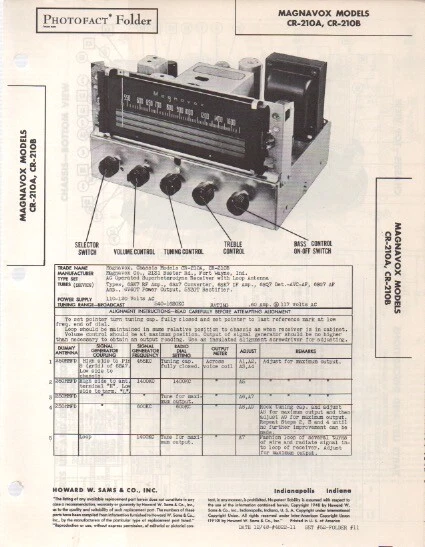 1948 MAGNAVOX CR-210A 210B RADIO SERVICE MANUAL PHOTOFACT SCHEMATIC DIAGRAM  FIX | eBay