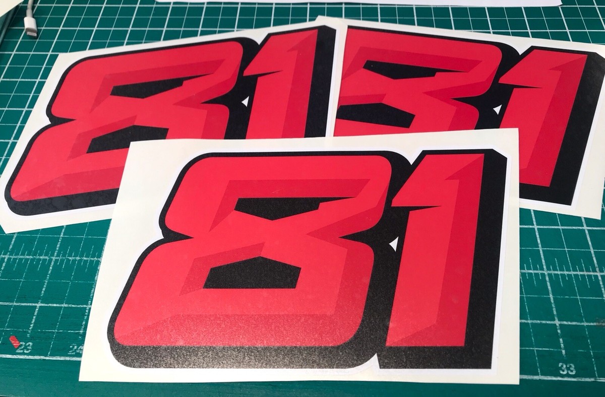 Personalised Race Numbers 3x Custom Racing Number Vinyl Stickers – 3D ...