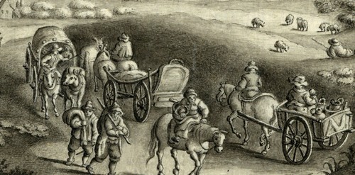 LA ROUTE DE FLANDRE Dessin original au lavis d'apres une oeuvre de Jan BRUEGHEL - Imagen 3 de 3