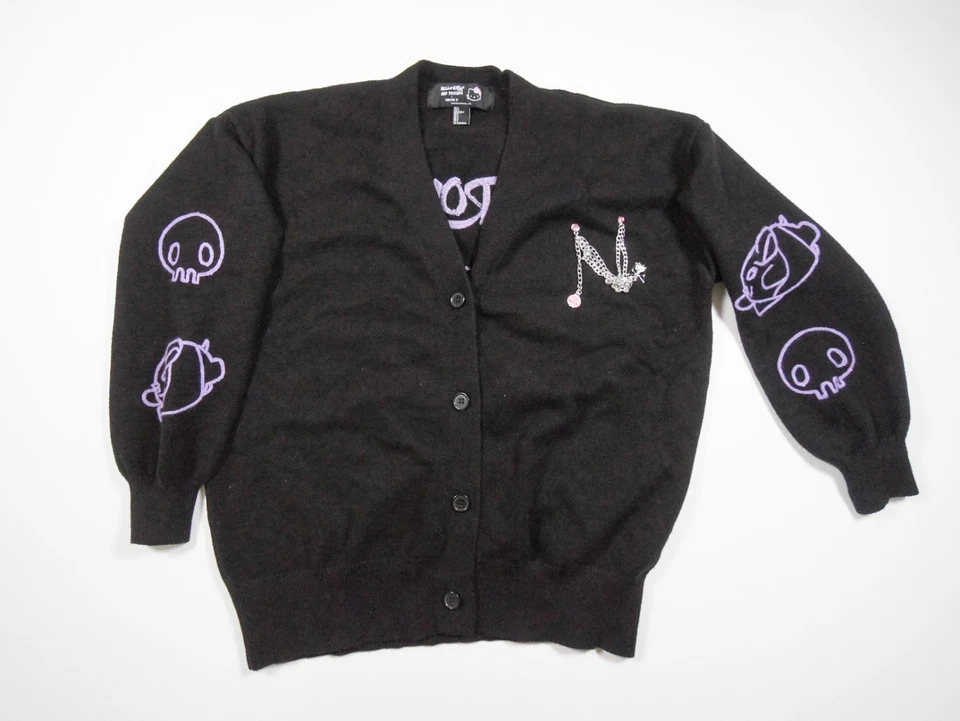 Cardigã Kuromi Suéter Feminino Pequeno Preto Tamanho Grande Hello Kitty Forever 21 Malha - Imagem 3 de 4