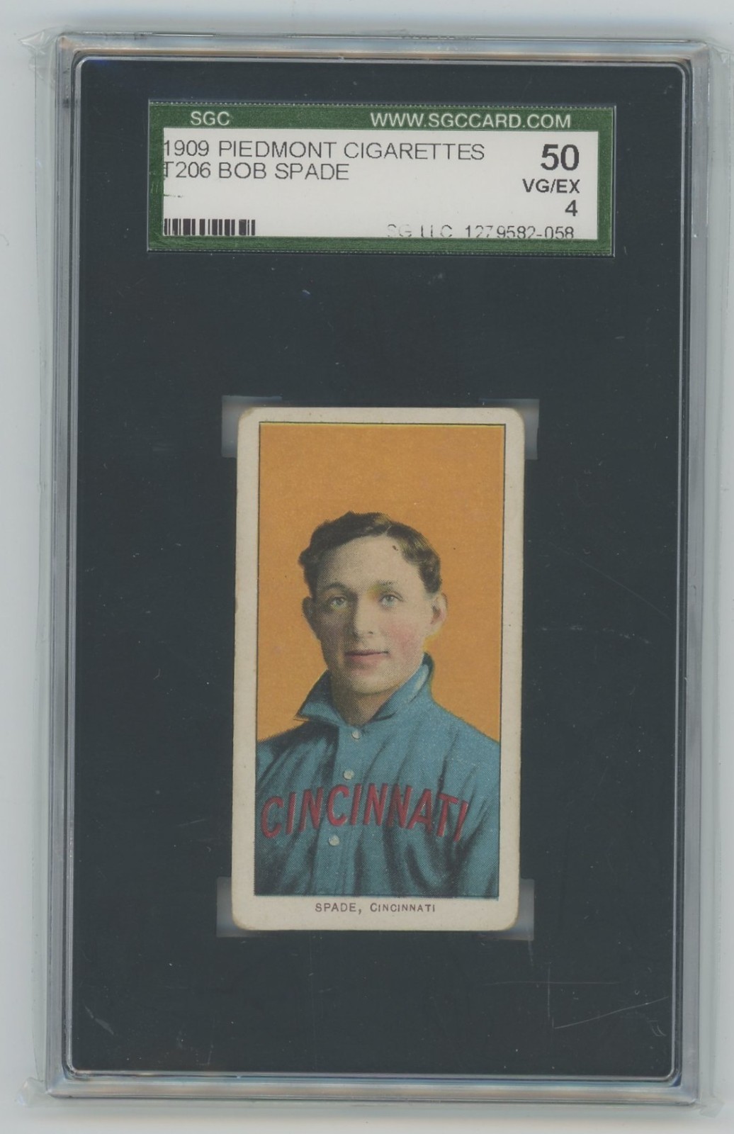 1909 Piedmont Cigarettes 150 Subj. T206 Baseball BOB SPADE Cincinnati Reds SGC 4