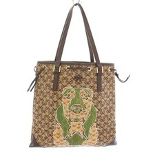 ANYA HINDMARCH Tote Bag Handbag Canvas Leather Switching Ribbon Embroidery