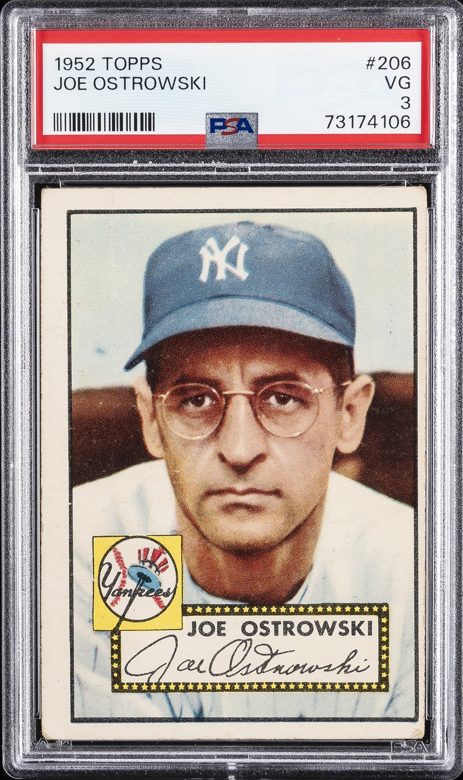 1952 TOPPS #206 JOE OSTROWSKI PSA 3