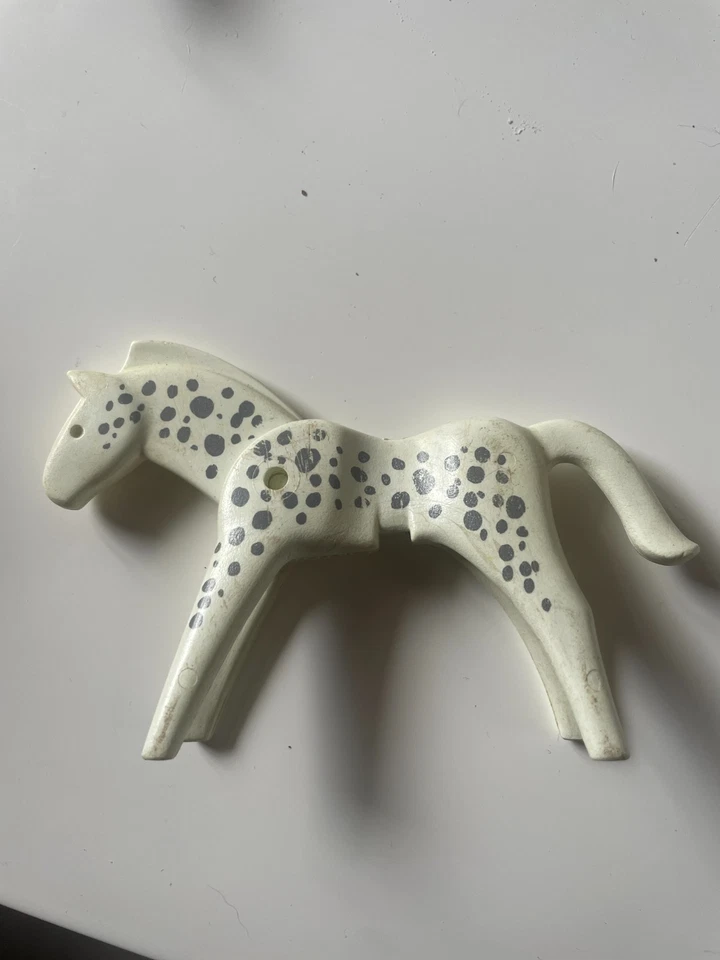 Playmobil cheval blanc taches grises ferme equitation western vintage - Photo 1/1