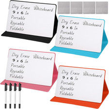 4 Pcs Portable Mini Dry Erase White Board with Stand, 9 X 6 Inch Reusable Deskto