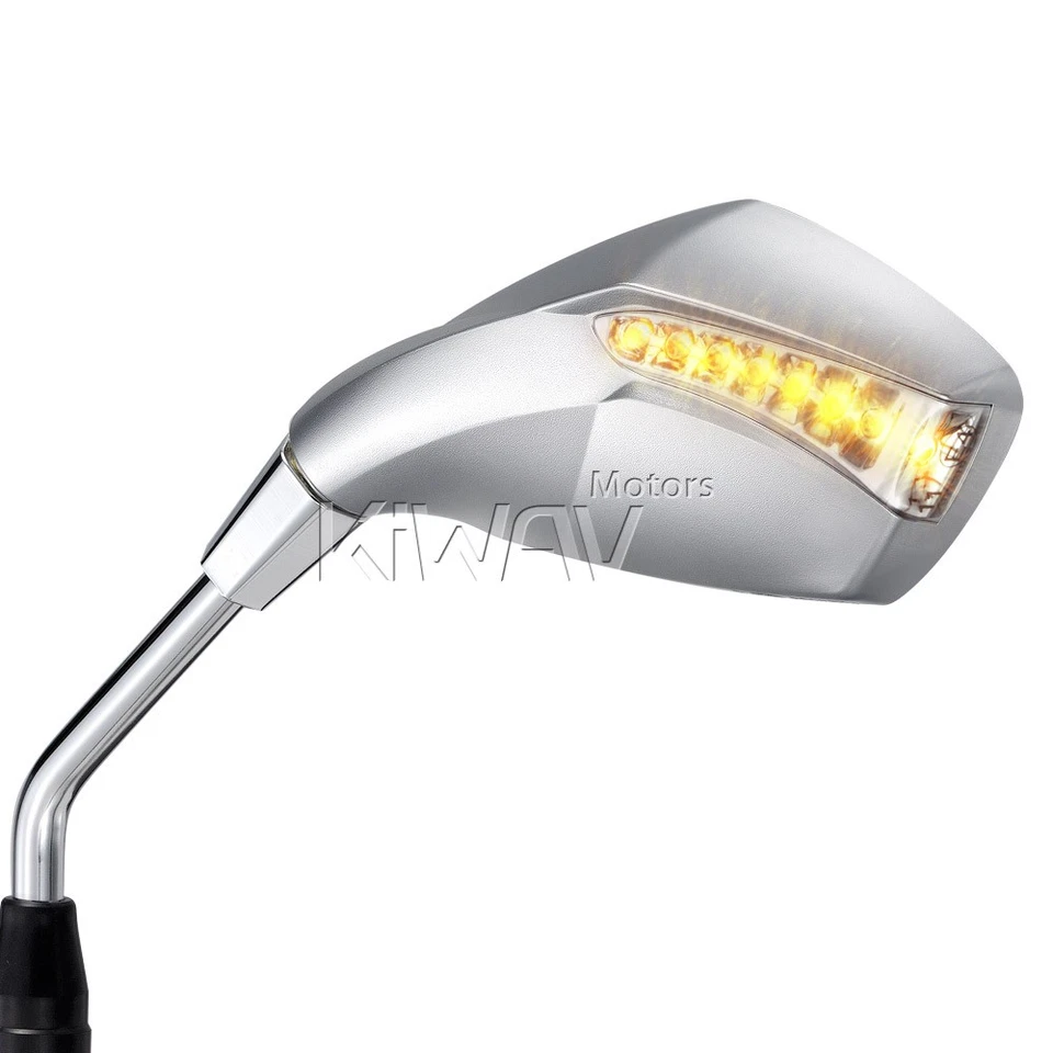 Espejos retrovisores KiWAV puño cromados con señales de giro LED para Suzuki SAVAGE MARAUDER125 Foto 4 de 4