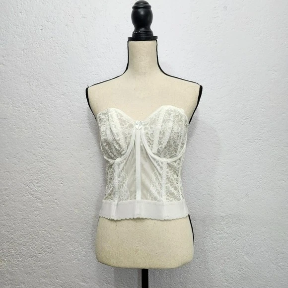 Sujetador corsé bustier vintage blanco de encaje nupcial Foto 2 de 4