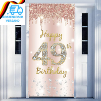 49. Geburtstag Deko Frauen, Happy 49Th Birthday Door Banner RoséGold Stoff Schil