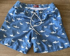 PARTY SHARKS HOMBRE/NIÑO TALLA M- TRAJE DE BAÑO FORRADO DE MALLA - AZUL Y BLANCO