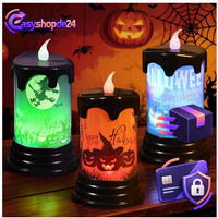 LED Kerzen 3 StüCk Flammenlos Halloween Deko Teelichter Mit Hexen Fledermaus