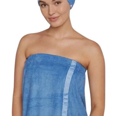 Turbie Twist Women's 2-pack Bath Wrap Combo Set Blue Dot