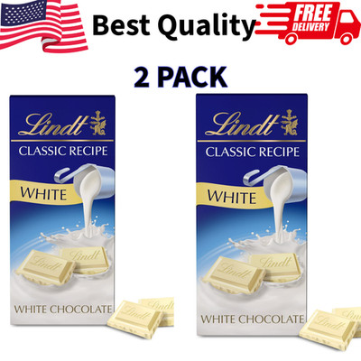 Lindt White Chocolate Bars 4.4oz Pack of 2 Classic Recipe Creamy Candy