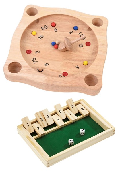 Tiroler Roulette Bauernroulette Und KlappwüRfelspiel Shut The Box Aus Holz Set-image