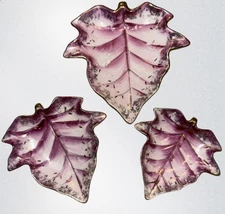 Nesting 3 Pc Leaf Shaped Trinket Dishes Pink Gold White