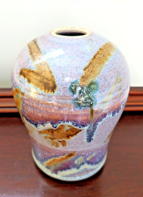 Handmade Pottery Vase Susan Ammann Taos Southwest NM Studio Art Drip Glazed 5''