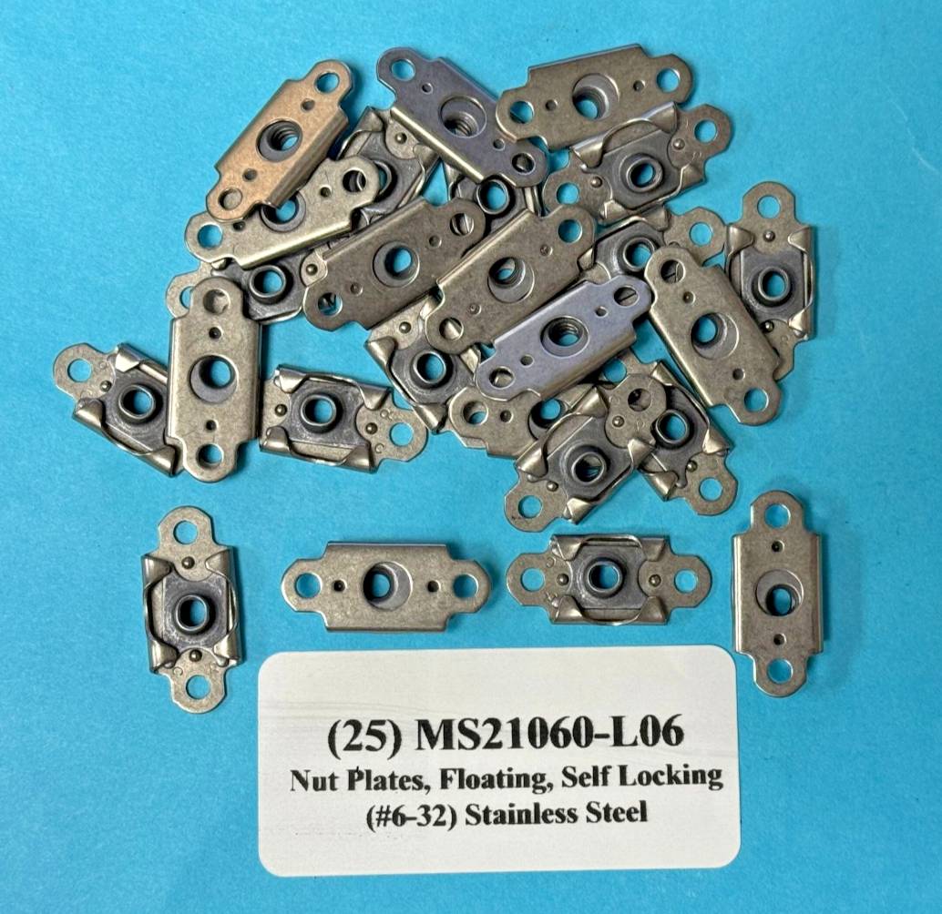 MS21060-L06 Stainless #6-32 Floating Self-Locking Nutplates 25+25
