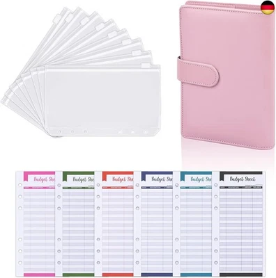 TIBAPLA Budget Planner A6 Ringbuch Geld Organizer Leder Notizbuch Ordner mit