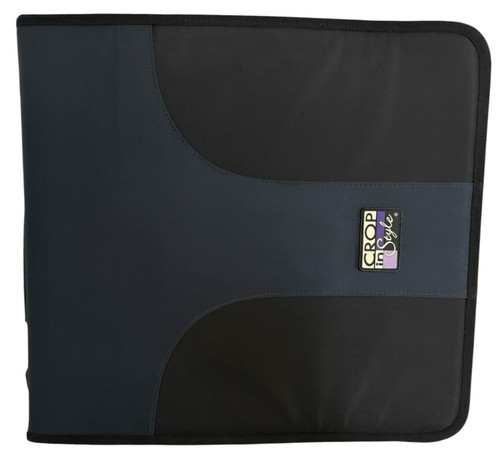 Crop In Style Blue & Black 3 Ring Zippered Binder with Pouches