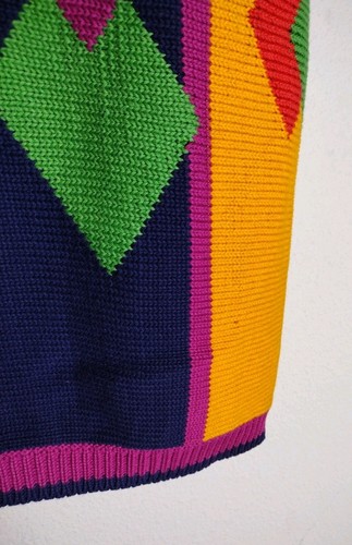 Vintage Breckenridge Harlequin Clowncore Short Sleeve Button Up Cardigan Large - Picture 5 of 6