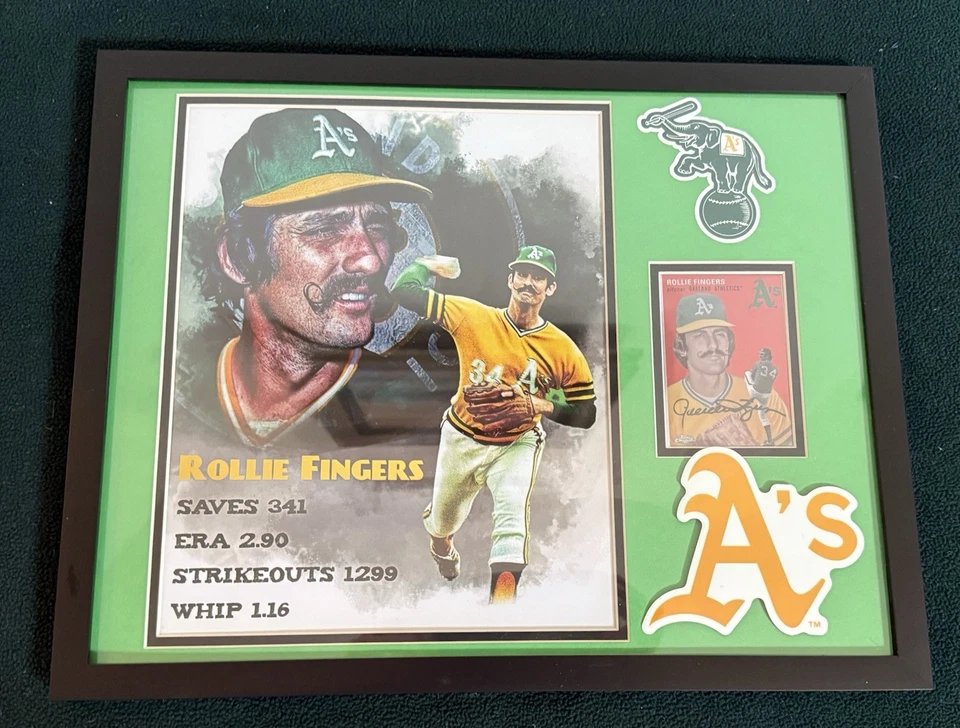 MLB ROLLIE FINGERS OAK A’S 8x10 PRINT In 11 X 14 MAT,FRAMED, STICKER, PATCH&CARD - Image 2 of 4