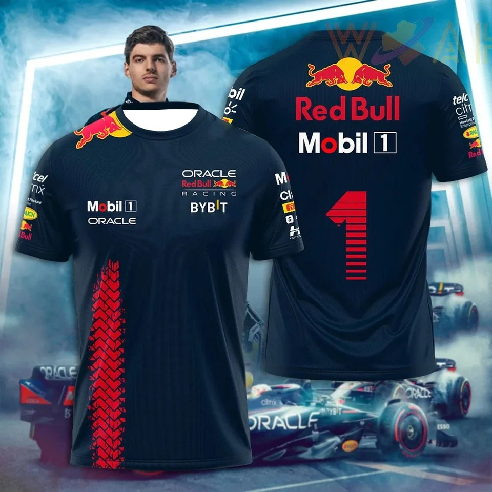 2025 New Red Bull Print Vendita calda T-shirt sportiva da corsa all'aperto Tuta - Immagine 2 di 4