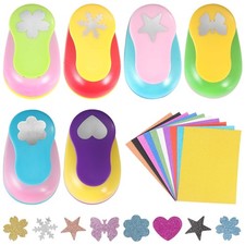 6 PCS Colorful Craft Hole Punch 10 Glitter Cardstock Paper Decorative Scrapbook