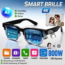 Smart-Brille 4K  KI-Sprachassistent  Fernbedienung  Touch-Fotokamera