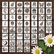 Stencils 4In 50Pcs Reusable Plastic Templates Craft Paint Template Nature Style