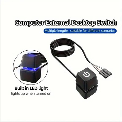 Computer Desktop Switch PC Motherboard External Power On/Off Button Cable LED PC