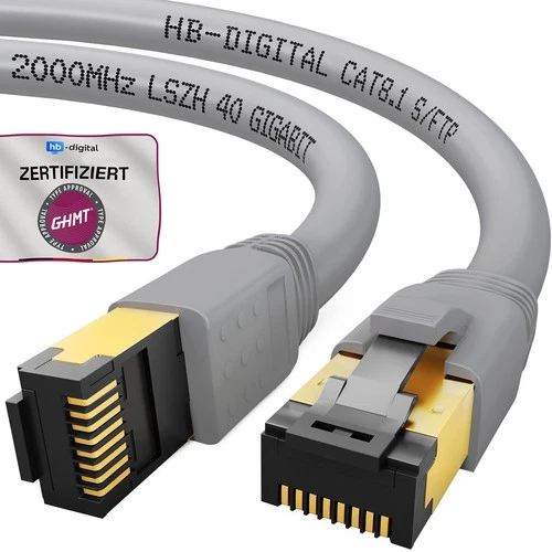 Cat8 CAT 8.1 Patchkabel F/FTP LSZH RJ45 LAN Ethernet Netzwerkkabel Kabel PIMF