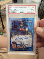 🤩2023 Topps Chrome Update Sapphire Edition RC Auto SP Blue Brett Baty🔥📈PSA 9