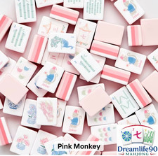 PINK MONKEY - 4 Layer Acrylic Mahjong Tiles American ENGRAVED Set 160 Tiles NEW!