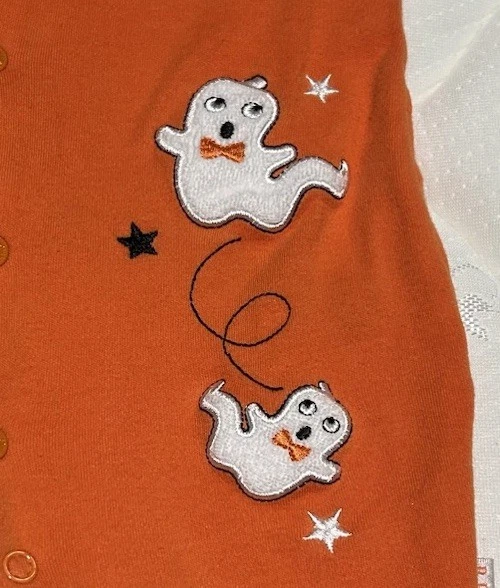 Buster Brown Babies Orange Ghost Footed Sleeper 0-3M Snap Up Pajamas - Image 2 of 4