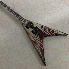 Flying V wash painting Electric Guitar EMG Pickups 24 Frets mahogany body in USA