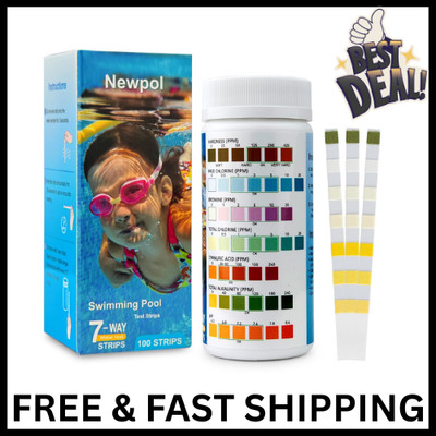 Newpol 7-in-1 Pool Test Strips, 100 Strips Water Testing for Swimming Pool, Hot