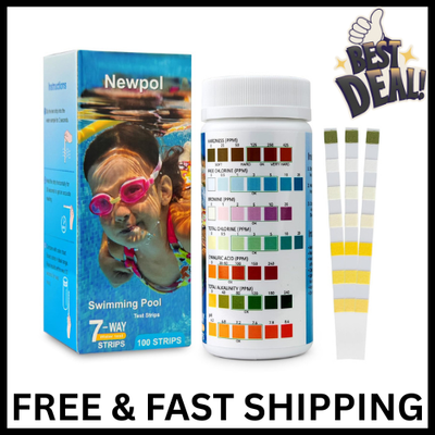 #ad Newpol 7 in 1 Pool Test Strips 100 Strips Water Testing for Swimming Pool Hot $13.84