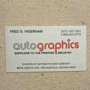 Vintage Business Card Indianapolis Indiana Automatic Salt Company Autographics