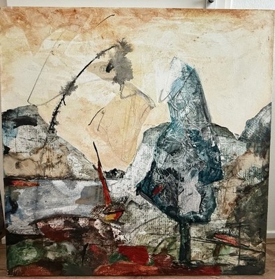 Large original (Signed) Dario Bosa painting 100 x 100 cm mixed media
