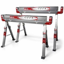 Folding Saw Horse Work Trestles Non Slip Adjustable Stand Heavy Duty Twin Pack