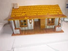 Vtg MARX  WESTERN TIN CABIN Building 1950’s W/Chimney