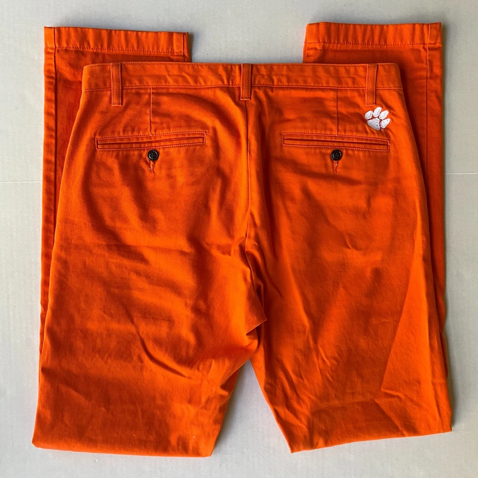 Clemson Tigers Chino Pants Mens Size 34 x 34 Orange Flat Front Dockers NCAA - Image 3 of 4