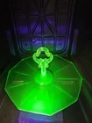 10” Uranium Green Decagon Tidbit Handled Serving Tray Plate Glass Depression Era